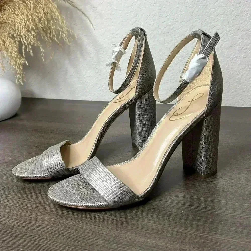 Sam Edelman Silver Block Heel Sandals